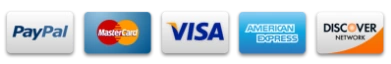 PayPal, Mastercard, Visa, American Express and Discover accepted