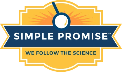 The Simple Promise brand mark printed on the BellyFlush label